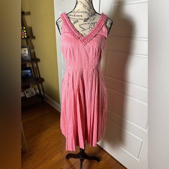 Anthropologie  Dress Moulinette Soeurs Pink Polka Dot Fit and Flare size 4 - Picture 1 of 6